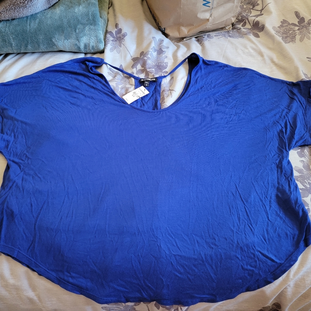Blue short sleeve blouse